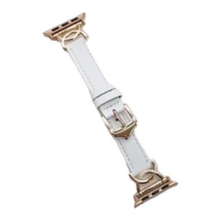 DAYA 都會雙C細款軟皮錶帶 For Apple Watch, 針釦式設計, Apple Watch 42/44/45/49mm, 牛奶白, 1條