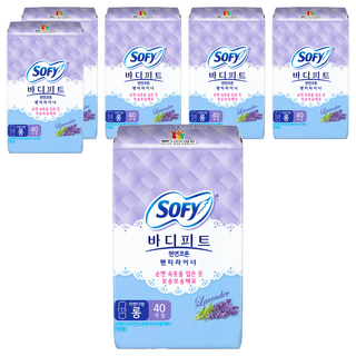 바디피트 코튼 팬티라이너 라벤더향, 롱, 40개입, 6개