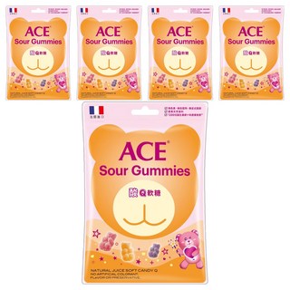 ACE 酸Q熊軟糖 夾鏈袋小包裝 無人工添加物 多種水果風味, 44g, 5包