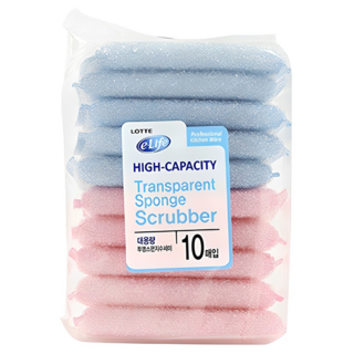 롯데이라이프 더풀문 투명스펀지 수세미 랜덤발송, 10개입, 1개
