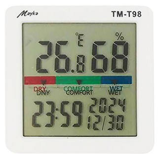 Mayka 明家 彩屏萬年曆溫濕度計 TM-T98 時鐘 精準清晰 自動感應 可磁吸 可立桌 可懸掛, 白色, 1個