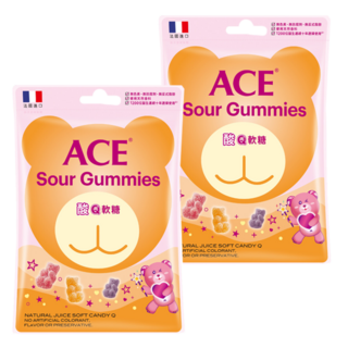 ACE 酸Q熊軟糖 五種綜合水果口味 無添加色素、香料、防腐劑 法國進口, 220g, 2袋