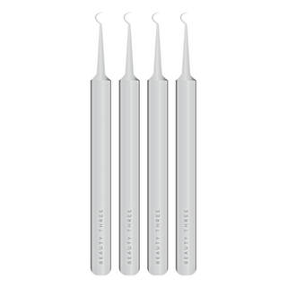 BEAUTY THREE 永和三美人 台灣公司貨 素顏拯救粉刺夾 彎鉤, 鐵色, 4支