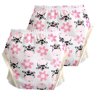 加厚六層學習褲 尿布褲 粉花朵鹿 110碼 11~16kg適用, 2件, 1組
