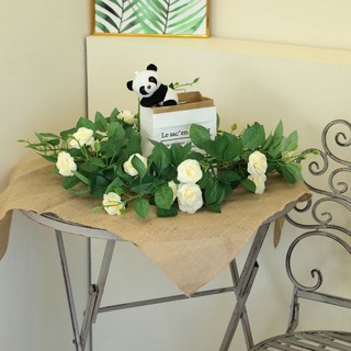 捲邊玫瑰藤蔓人造花 2入, 黃色, 2個