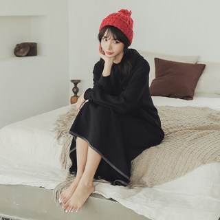 GLAM GONGGAM 女款魚尾連帽長袖長版連身睡衣