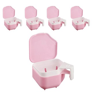 novopin 假牙專用收納盒 附瀝水籃, 340ml, 1入, 5個, 粉色