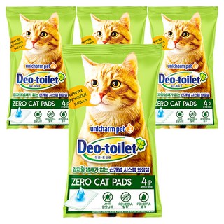 유니참데오토일렛 감자 & 냄새 Zero 고양이 패드 4p, 혼합색상, 4개