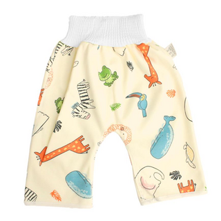 OhBabyLying 寶寶高腰防水隔尿褲 - 型號-6 長頸鹿動物園 表層100%純棉 內層77.1% 縲縈(竹纖維) 22.9%聚酯纖維, M, 1個