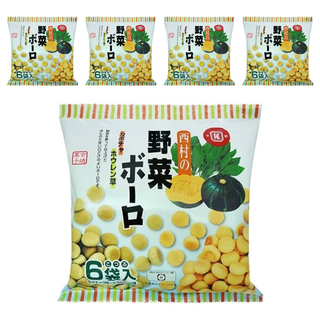 西村 蛋酥 日本原裝進口 菠菜南瓜兩種風味 含有幼兒成長發育必要的鈣質 易溶於口的小球狀 更易食用, 野菜, 90g, 5包