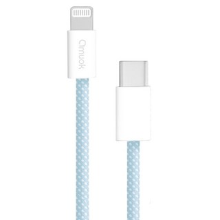 amuok 艾默克 Type-C-iOS 動彩快速充電線 20W, 2.4A, 1m, 藍色, 1條