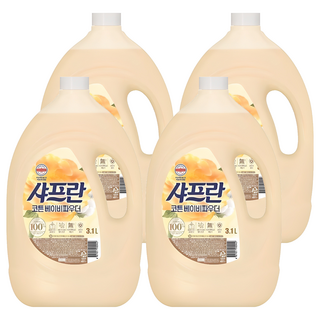 샤프란 플러스 섬유유연제 코튼 베이비파우더 본품, 3.1L, 4개