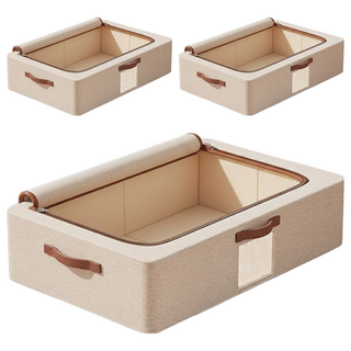 小麥購物 抽屜式床底儲物箱 30L L1440, 3個, 米白色