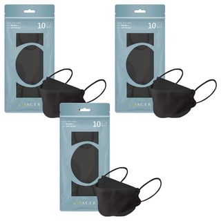 CHACER 佳和口罩 醫用口罩 成人款 KF94, 10片, 3包, 玄鐵厚黑