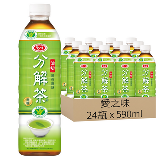 愛之味 油切分解茶 綠茶風味, 590ml, 24瓶