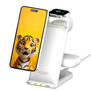 제이원 3in1 23W 멀티 고속 무선 충전기 거치대 애플워치전용, 화이트, 1개