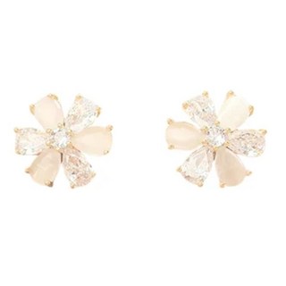 ROCiO 無耳洞耳夾式耳環頂級CZ鋯淡水珍珠鍍14K金, R07, 1組