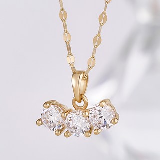 JuriEtte 14K/18K 女性方晶鋯石利蒙德金項鍊 + 贈品戒指 + 購物袋