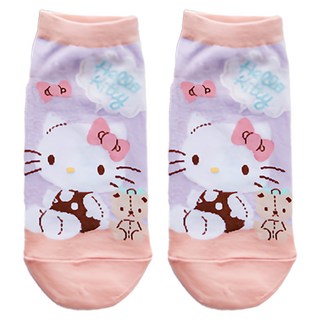 oneder 旺達 凱蒂直版襪-布偶 兒童襪 女童襪 短襪 卡通襪 1入, 粉橘色, 22-26cm