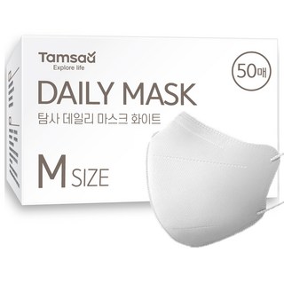 Tamsaa 韓國製日常鳥嘴型立體口罩 M號, 白色, 50片, 1盒