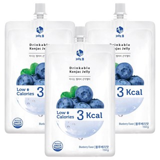 Jelly.B 低卡蒟蒻果凍 藍莓味 無糖 使用赤藻糖醇, 150g, 3包