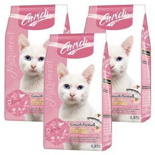 Enrich Champion EC貓糧 幼母貓 成長配方 乾飼料, 雞肉 + 鮭魚, 1.5kg, 3袋