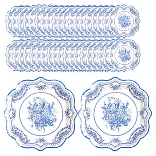 블루플로라 파티 일회용 종이접시 22cm, 40개입, 1개