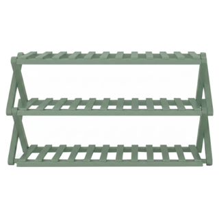 免工具折疊三層簡易鞋架 寬68cm, 灰豆綠, 1個