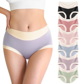 AnotherD 女性用高彈力馬卡龍莫代爾彈性無痕內褲 6件組, 黑色, 深粉色, 淺粉色, 藍色, 紫色, 薄荷綠