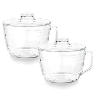 Glasslock格拉氏洛克 強化玻璃可微波泡麵碗1000ml, 透明, 2個