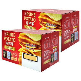 KOIKEYA 湖池屋 PURE POTATO 純粹薯 中元佳節福箱 整箱販售, 松露干貝 x 3包 + 極品岩塩 x 3包, 2盒