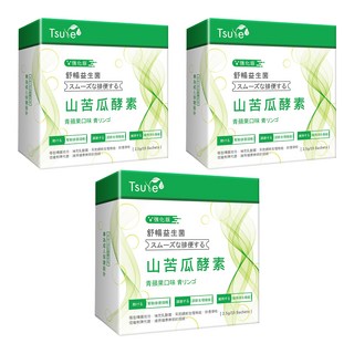Tsuie 日濢 舒暢益生菌山苦瓜酵素 強化版 花蓮4號山苦瓜 幫助調整體質 排便順暢 告別卡卡人生, 2.5g, 15包, 3盒