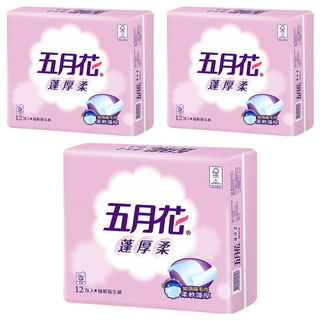 五月花 蓬厚柔頂級抽取衛生紙 100張, 12包, 3袋