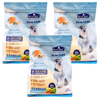 BLUE BAY 倍力 S30舒敏護膚配方 狗飼料 含88%動物性優質蛋白質 添加益生菌, 鮭魚 + 甜薯, 1.5kg, 3袋