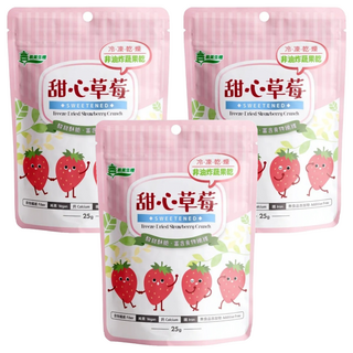 義美生機 甜心草莓, 冷凍真空乾燥, 無油炸無添加, 健康美味, 草莓香氣濃郁, 25g, 3包
