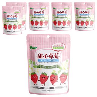 義美生機 甜心草莓 冷凍真空乾燥 無油炸無添加 健康美味 草莓香氣濃郁, 25g, 6包