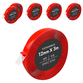 DADA 高黏度無痕防水雙面膠帶 12mm x 3m, 透明, 6捲