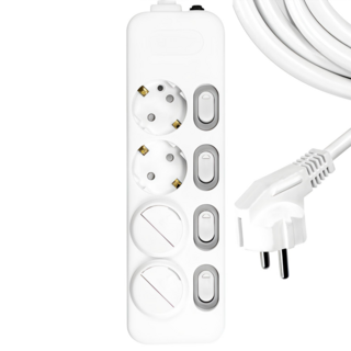 써지오 개별 스위치 멀티탭 4구 DH-1648-MT + 안전커버 2p, 5m, 혼합색상, 1개