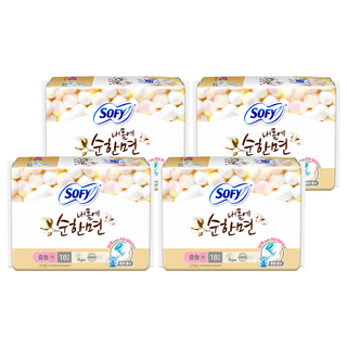 쏘피 내몸에 순한면 생리대 날개형, 중형, 18개입, 4개