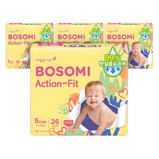 보솜이 액션핏 팬티형 기저귀 공용, 5단계, 104매