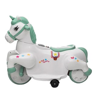 獨角獸可愛小馬造型兒童電動機車 HZB-025 馬卡龍綠 兒童電動車, 1台