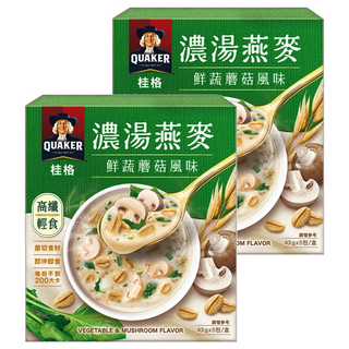 QUAKER 桂格 濃湯燕麥 鮮蔬蘑菇風味 5包, 215g, 2盒