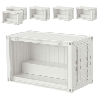 FAmILyLIFE 生活 貨櫃雙層階梯磁吸門展示盒, 白色, 6個