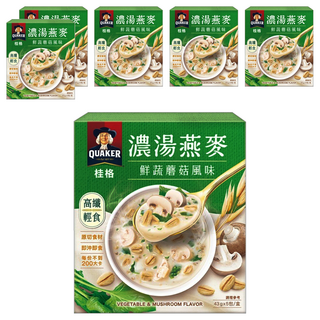 QUAKER 桂格 濃湯燕麥 鮮蔬蘑菇風味 5包入, 215g, 6盒