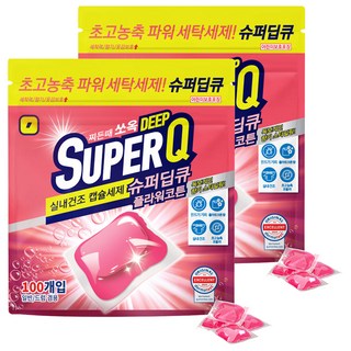 갓성비 슈퍼딥큐 캡슐세제 플라워코튼향, 100개입, 2개