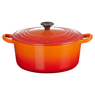 LE CREUSET bis琺瑯鑄鐵鍋圓鍋, 22cm, 火焰橘, 1個
