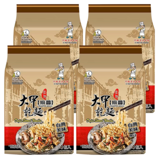 大甲佳旭 大甲麻醬乾麵 Set 4包, 嚴選高級小麥粉麵粉, 非油炸麵條, 無添加防腐劑, 16包
