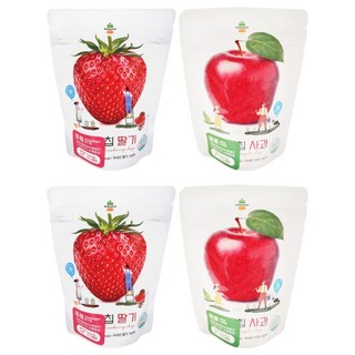 SSALGWAJA 韓國米餅村 無添加水果脆片組, 草莓 + 蘋果, 56g, 1組