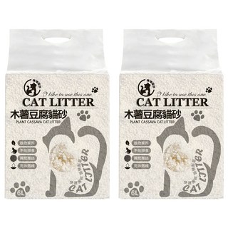 咪咪貓砂 木薯豆腐貓砂, 6L, 2包, 原味奶香