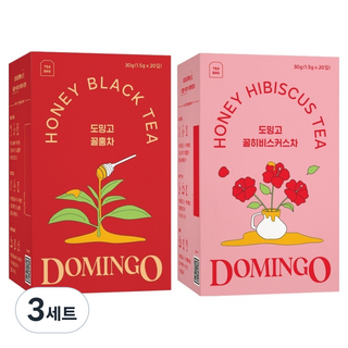 도밍고 꿀홍차 1.5g 20p + 꿀히비스커스 1.5g 20p 티백 세트, 3세트